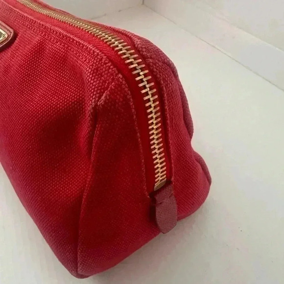 Authentic PRADA Pouch Canvas Red Women's - Picture 12 of 17